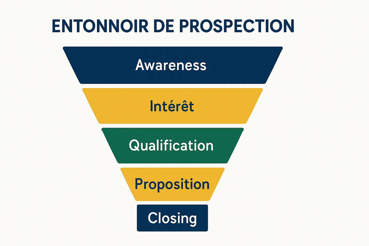 Infographie : entonnoir de prospection en 5 étapes