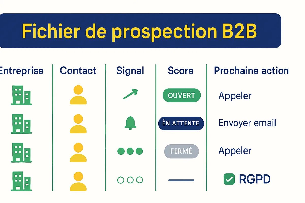 Infographie : structure d’un fichier de prospection B2B
