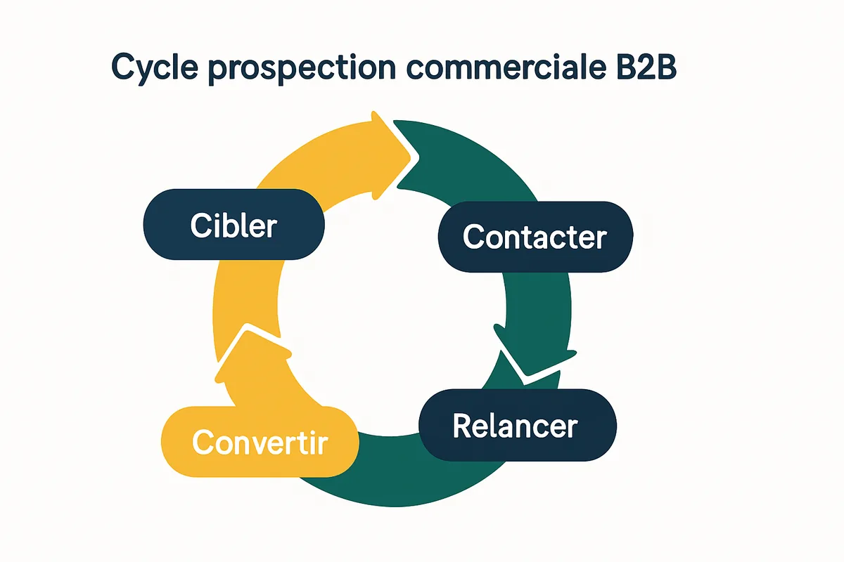 Infographie : cycle de prospection commerciale B2B